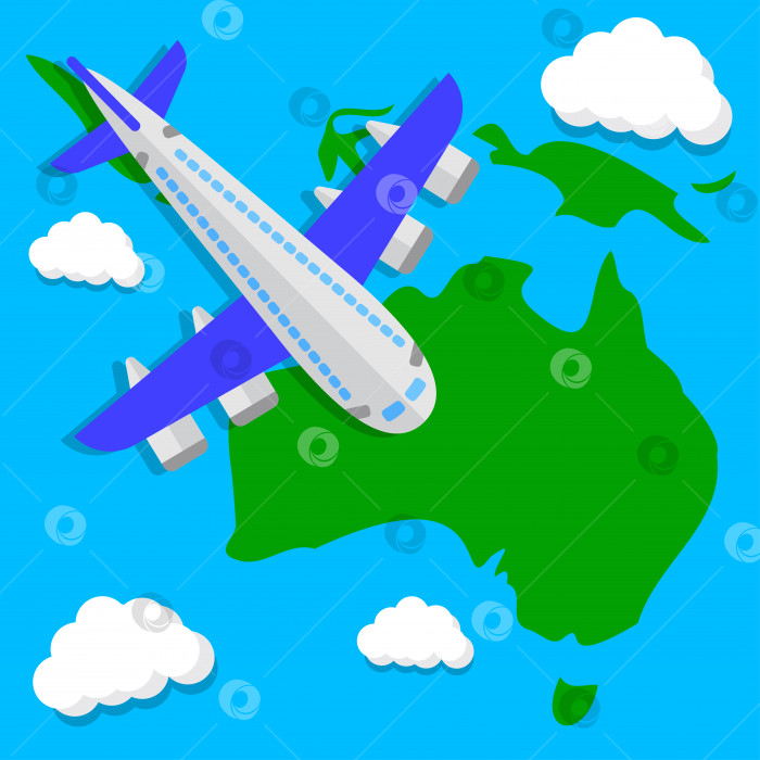 Скачать Самолет летит в небе над Австралией. фотосток Ozero