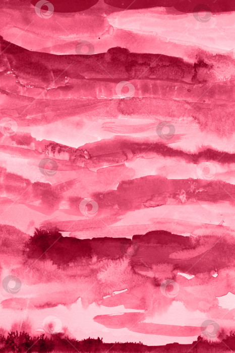 Скачать красно-пурпурно-розовые полосы красочной акварели. раскрашенная бумага акварельными красками. фон детской абстрактной живописи ручной работы "Сделай сам". окрашен в viva magenta, трендовый цвет 2023 года фотосток Ozero