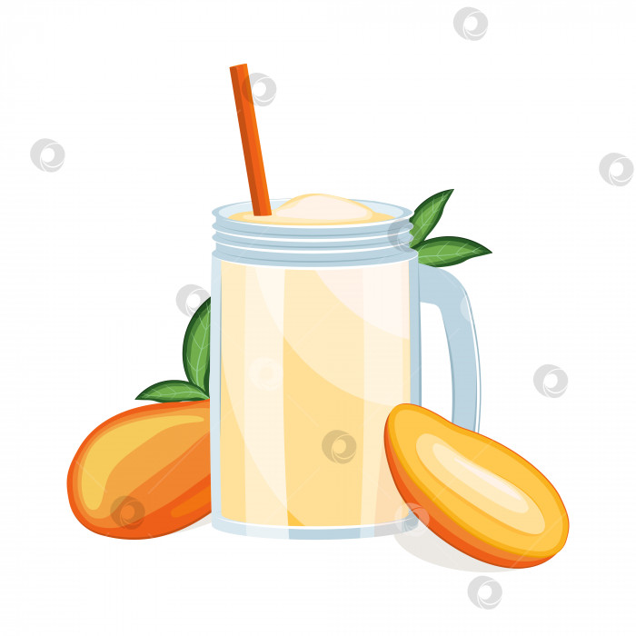 Скачать Стакан фруктового сока манго, выделенный на белом фоне. Векторная иллюстрация фотосток Ozero