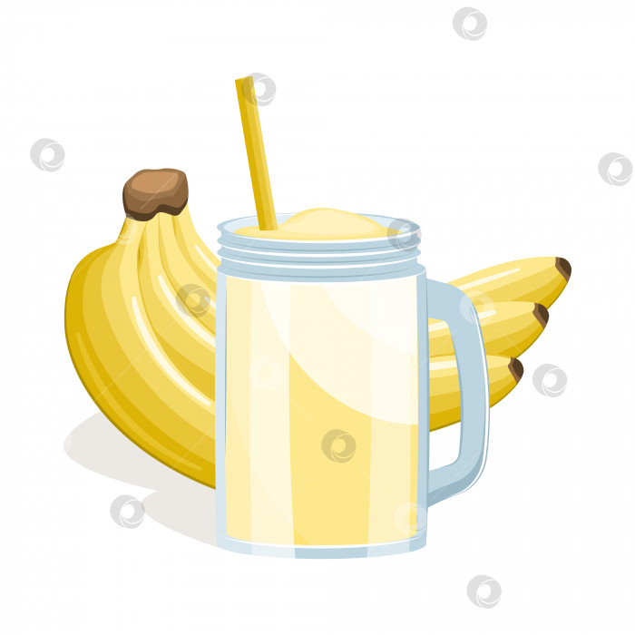 Скачать Стакан бананового фруктового сока, выделенный на белом фоне. Векторная иллюстрация фотосток Ozero