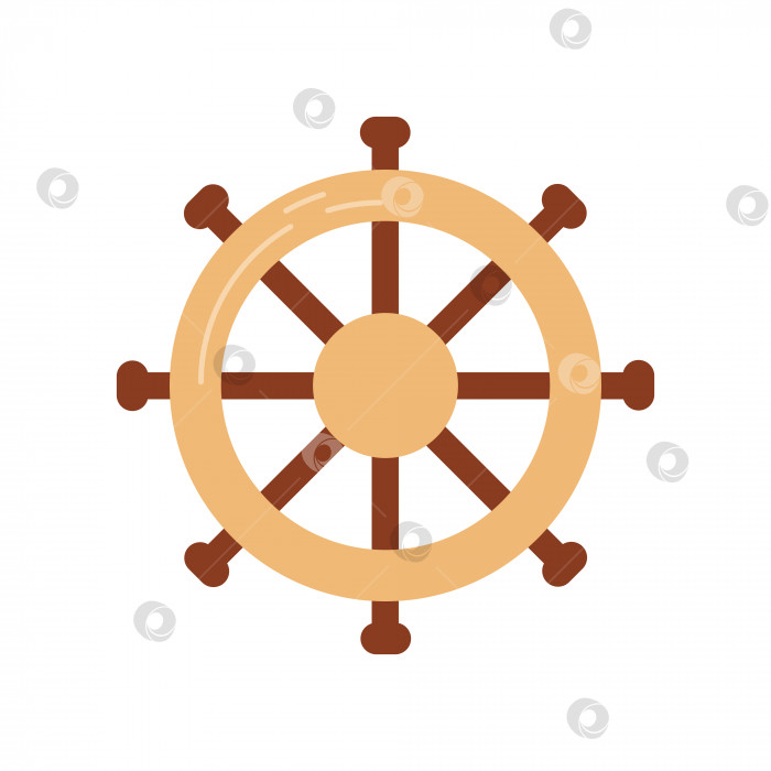 Скачать Рулевое колесо корабля, выделенное на белом фоне. Симпатичная векторная иллюстрация фотосток Ozero