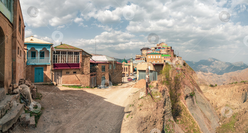 Скачать Панорама аутентичной дагестанской горной деревни Чох. Россия. фотосток Ozero