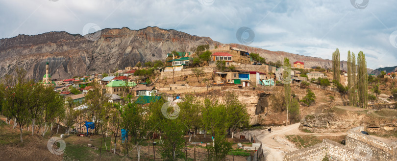 Скачать Панорама аутентичной дагестанской горной деревни Салта. фотосток Ozero