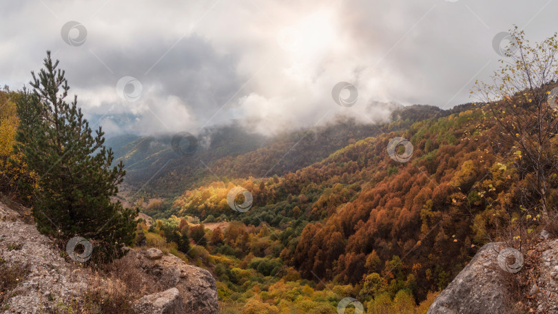 Скачать Свет на склоне горы. Чудесный живописный пейзаж фотосток Ozero