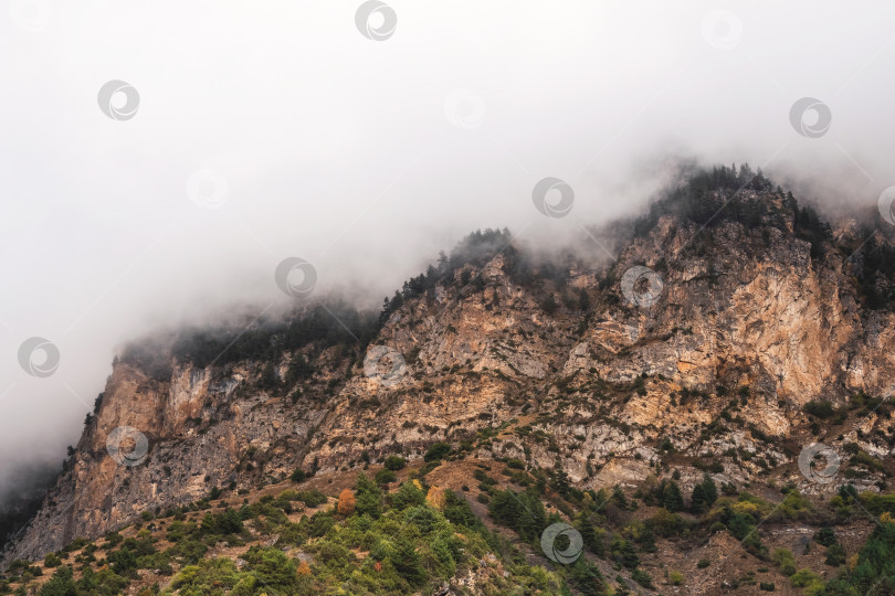 Скачать Темный атмосферный пейзаж с силуэтами высоких гор фотосток Ozero