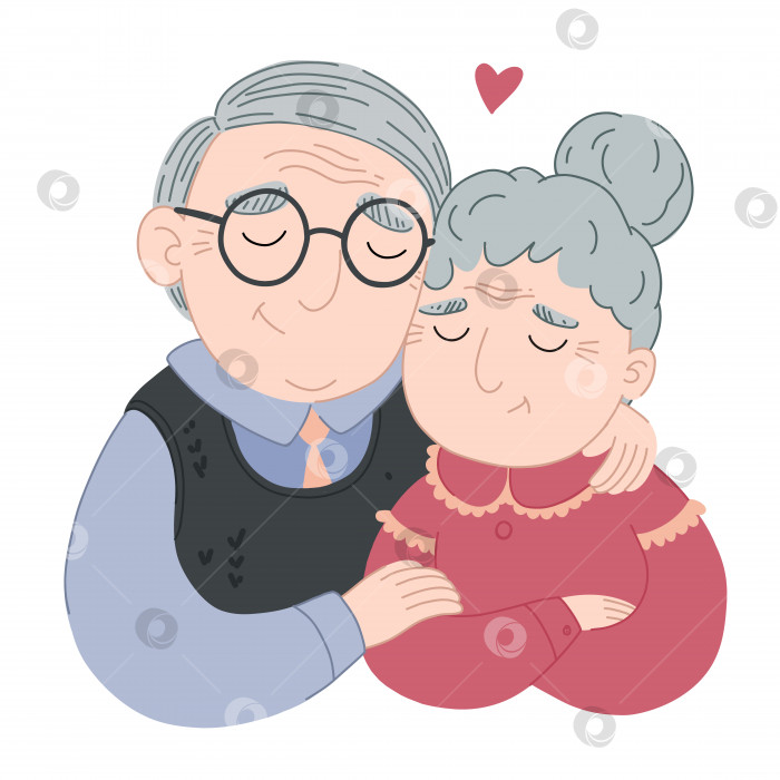 Скачать Векторная иллюстрация с милыми старичком и старушкой, которые сидят в обнимку фотосток Ozero