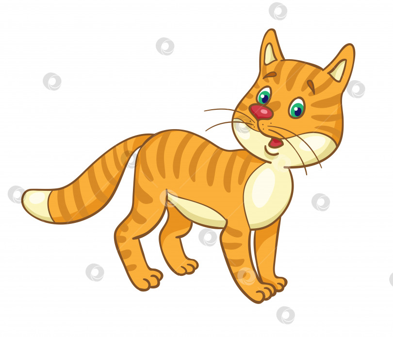 Скачать Забавный рыжий полосатый кот.  В мультяшном стиле. фотосток Ozero
