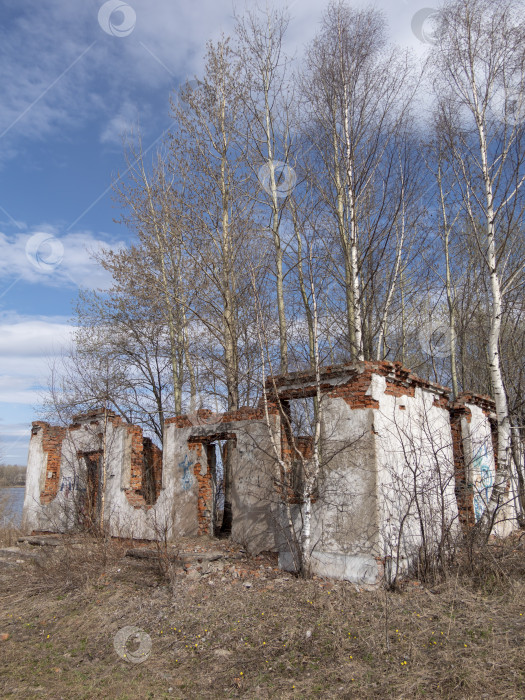 Скачать Сгоревший деревянный загородный дом с кирпичной трубой фотосток Ozero