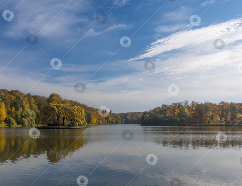 Скачать Осенняя листва с отражением воды природный ландшафт фотосток Ozero