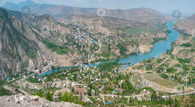 Скачать Деревня Зубутли. Река Сулак. Дагестан. Россия фотосток Ozero