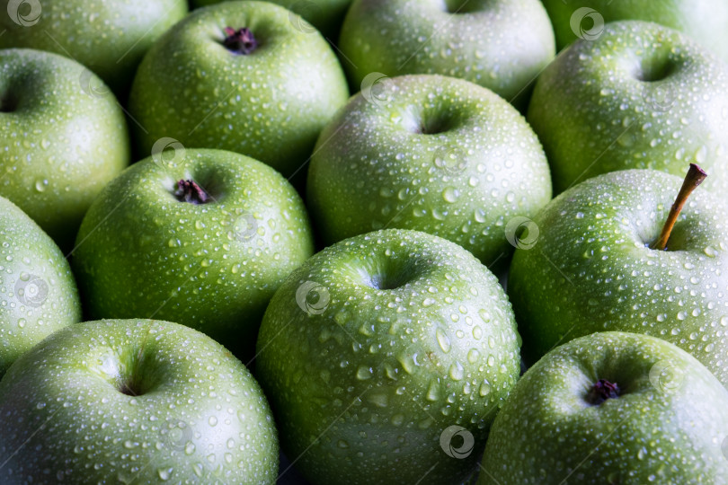Скачать Зеленые яблоки лежат близко друг к другу. фотосток Ozero
