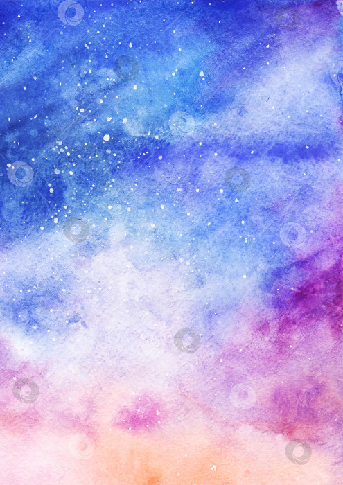 Скачать Акварель красочное звездное пространство галактика туманность фоновый узор текстура фотосток Ozero