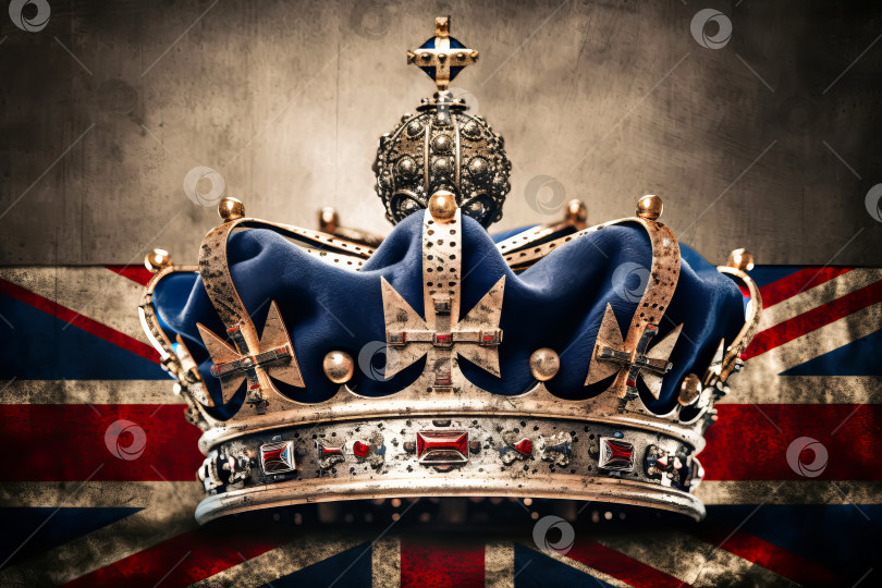 Скачать Королевская корона Соединенного Королевства. Символы монархии Соединенного Королевства Великобритании и Северной Ирландии. Иллюстрация генеративного искусственного интеллекта фотосток Ozero