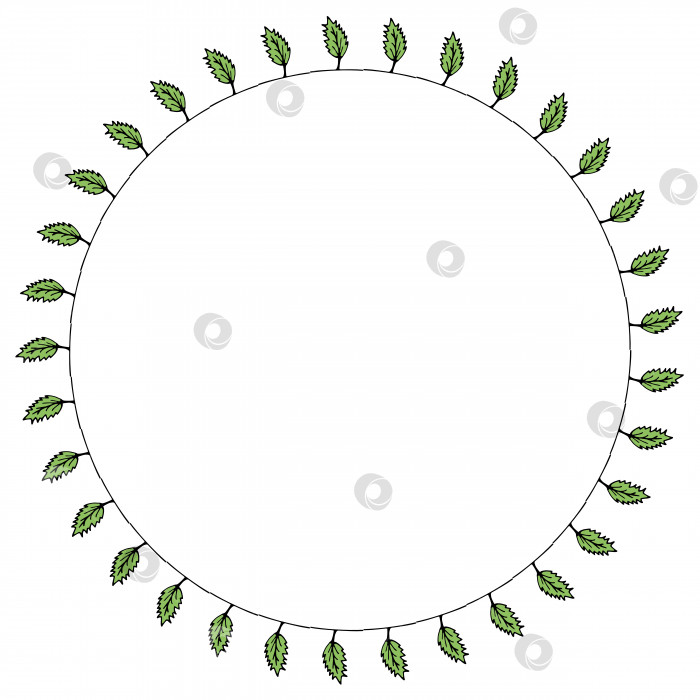 Скачать Круглая рамка с резными листьями. Изолированный венок на белом фоне для вашего дизайна фотосток Ozero