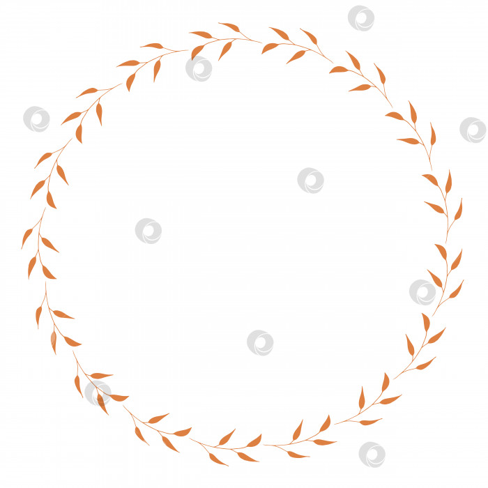 Скачать Круглая рамка с горизонтальными оранжевыми ветвями на белом фоне фотосток Ozero