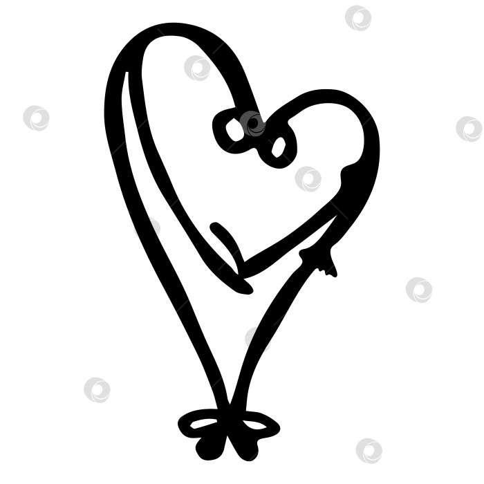 Скачать Любители логотипов. Символ любви-сердце, выполненное из 2-х стилизованных людей, парень протягивает девушке руку, эскиз, наброски каракулей от руки, рисунок черным изолированным по белому фотосток Ozero