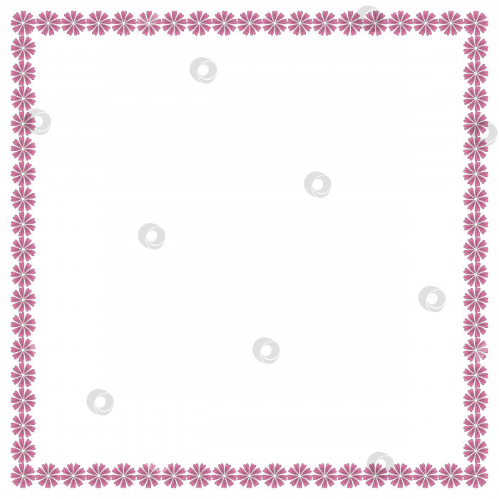 Скачать Квадратная рамка с позитивными розовыми цветами. Изолированный венок на белом фоне для вашего дизайна фотосток Ozero