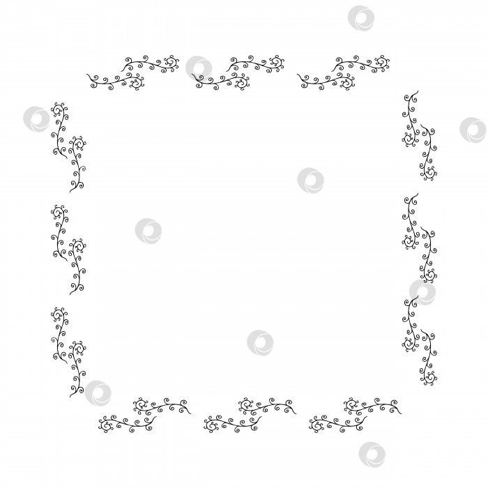 Скачать Квадратная рамка из декоративных черных элементов. Вектор на белом для вашего дизайна фотосток Ozero