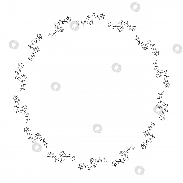 Скачать Круглая рамка из декоративных черных элементов. Венок на белом фоне для вашего дизайна фотосток Ozero