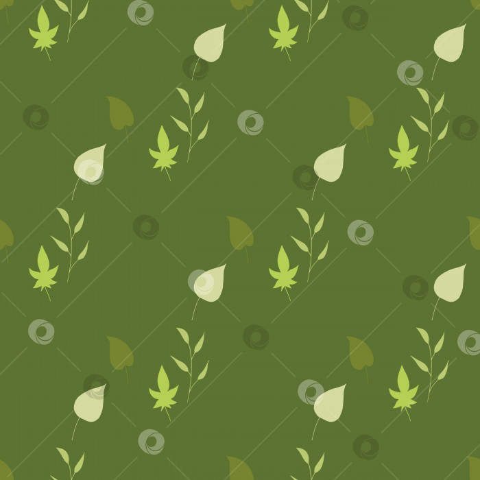 Скачать Бесшовный узор с большими зелеными листьями на темно-зеленом фоне для ткани, текстиля, одежды, одеял и других вещей. Векторное изображение. фотосток Ozero