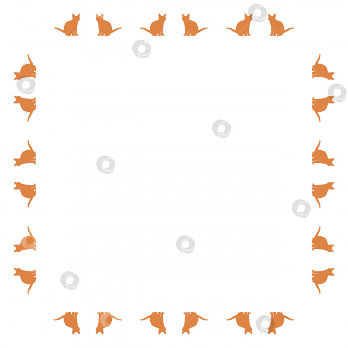 Скачать Квадратная рамка с интересными оранжевыми кошками на белом фоне. Векторное изображение. фотосток Ozero