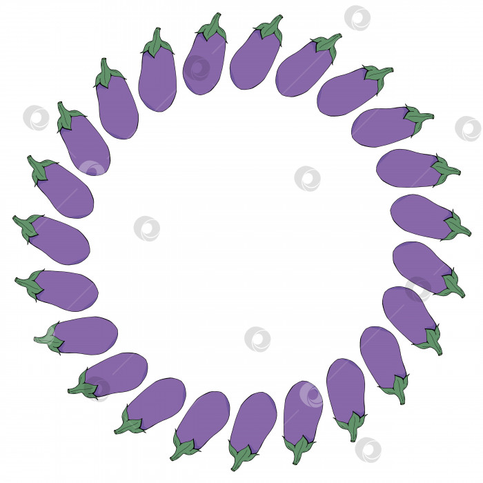 Скачать Круглая рамка с цветным баклажаном. Изолированная рамка для вашего дизайна. фотосток Ozero