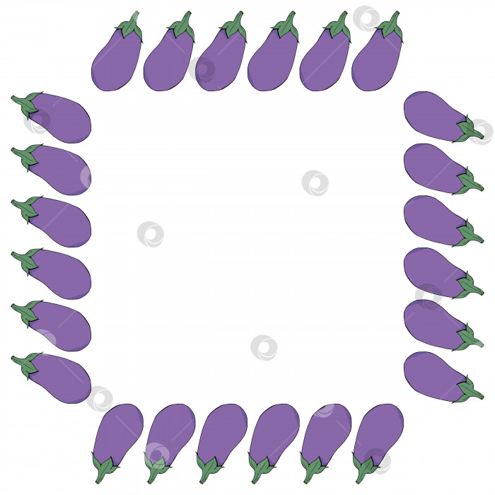 Скачать Квадратная рамка с цветным баклажаном. Изолированная рамка для вашего дизайна. фотосток Ozero
