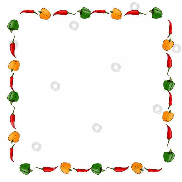Скачать Квадратная рамка с мелкими перцами на белом фоне. Векторное изображение. фотосток Ozero