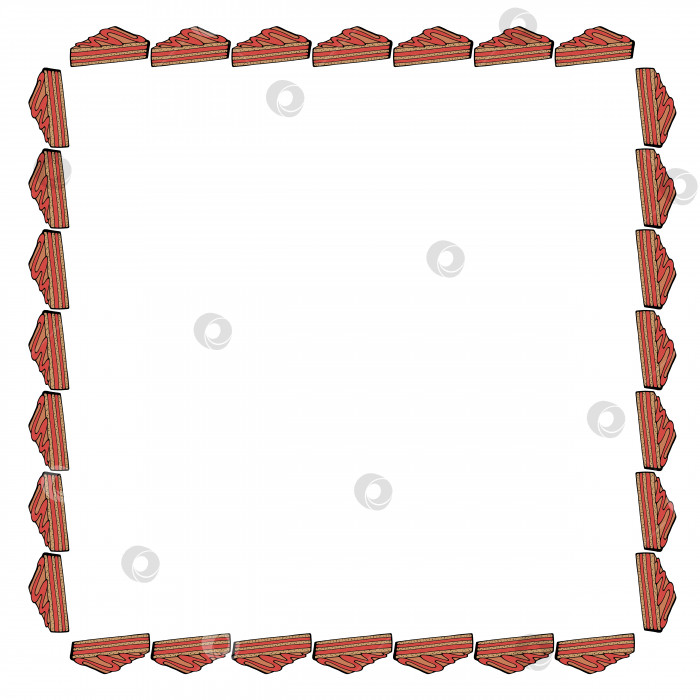 Скачать Квадратная рамка с шоколадными пирожными. Изолированная рамка на белом фоне. Векторное изображение. Сладкая еда. фотосток Ozero