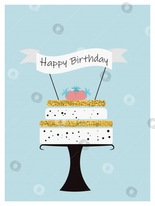 Скачать Набор открыток с днем рождения с тортом, кексом, топпером, свечами и надписью. Векторная рисованная иллюстрация. фотосток Ozero