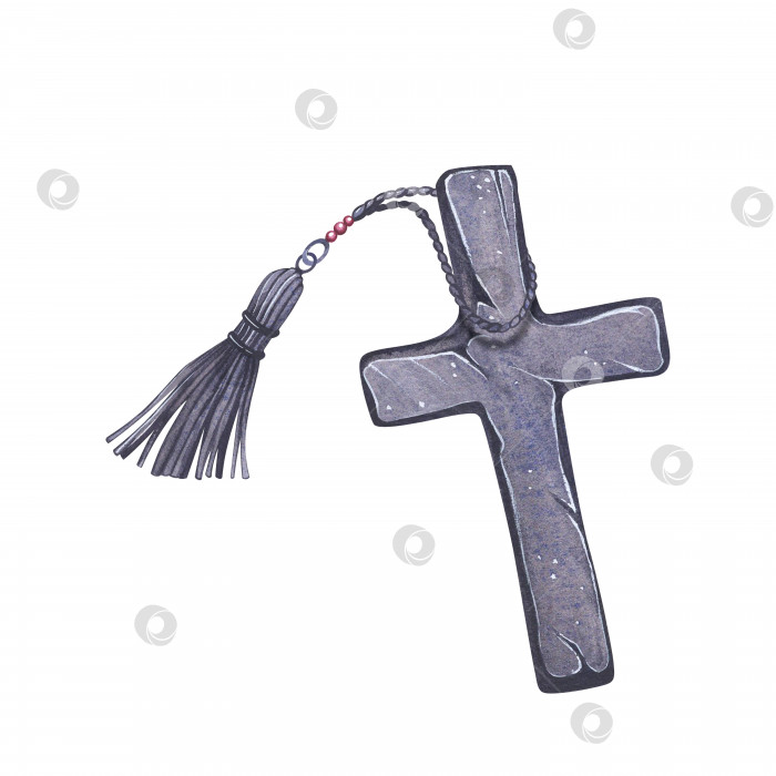 Скачать Каменный крест. Религия. Нарисованная от руки акварельная иллюстрация. фотосток Ozero