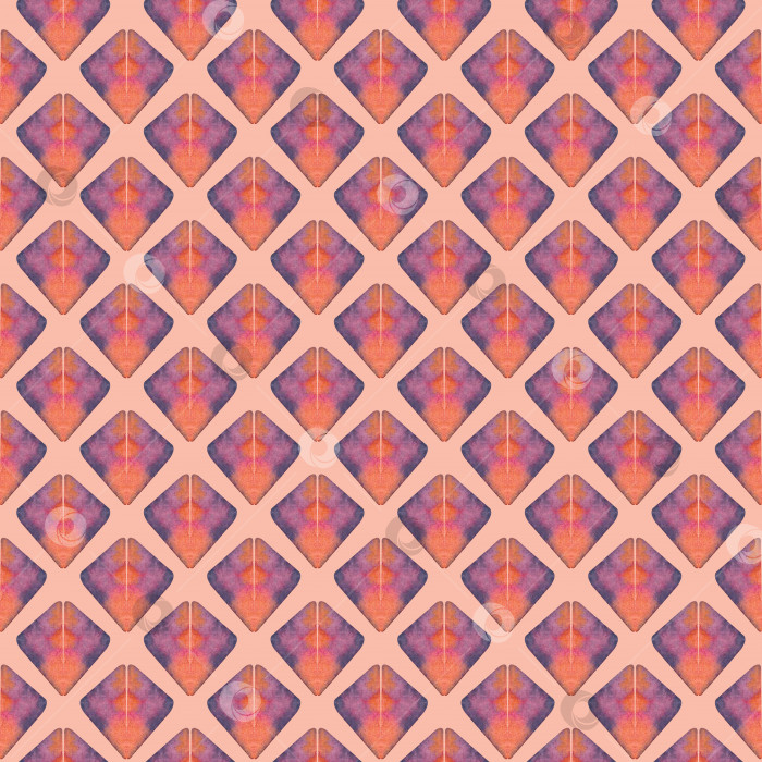 Скачать Акварельный бесшовный геометрический узор, нарисованный от руки, с разноцветными ромбами фотосток Ozero