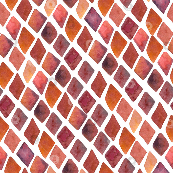 Скачать Акварельный бесшовный геометрический мозаичный узор ручной работы с разноцветными ромбами фотосток Ozero