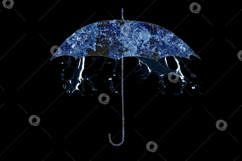 Скачать На черном фоне зонтик, сделанный из воды. фотосток Ozero