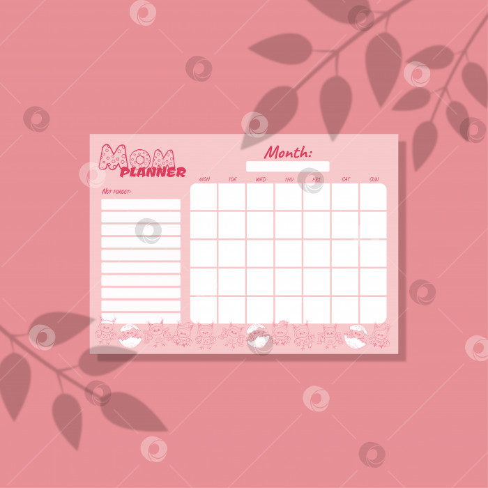 Скачать Мамин ежедневник розовый на месяц формата А4 фотосток Ozero