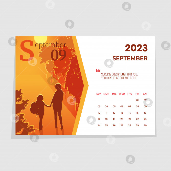 Скачать Календарь на сентябрь с иллюстрацией фотосток Ozero