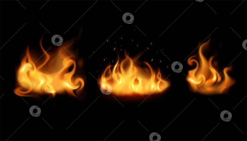Скачать реалистичный огонь, варианты разведения костра на черном фоне фотосток Ozero