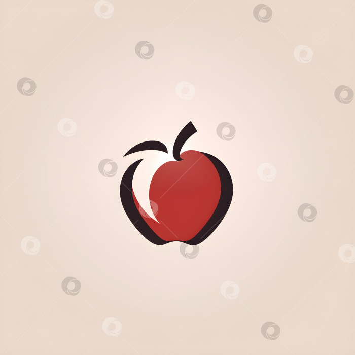 Скачать Квадратная иллюстрация с минималистичным логотипом Apple fruit фотосток Ozero