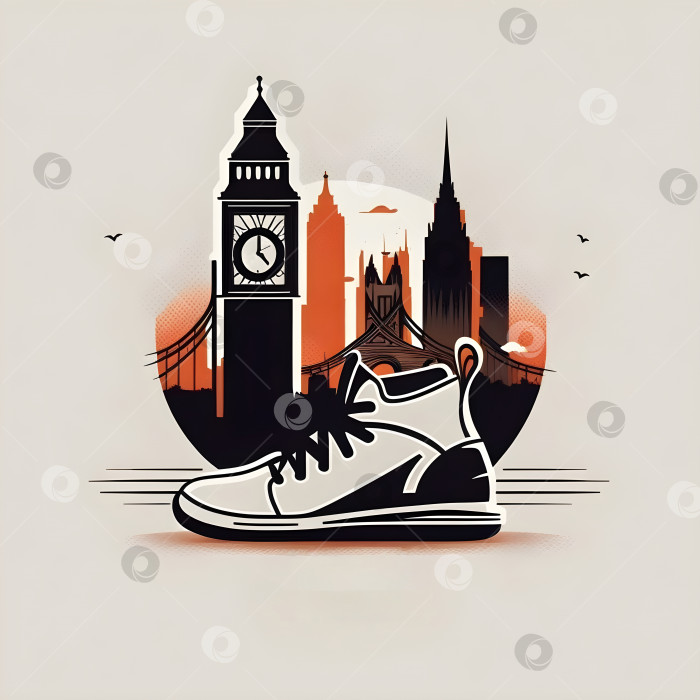 Скачать Минималистичная квадратная эмблема Лондонского марафона фотосток Ozero