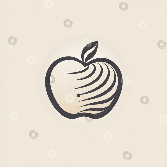 Скачать Квадратная иллюстрация с минималистичным логотипом Apple fruit фотосток Ozero
