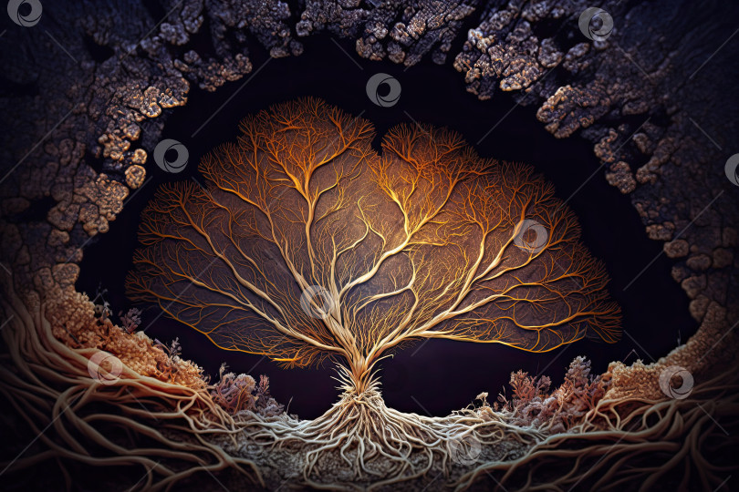 Скачать Иллюстрация сети мицелия натурального гриба фотосток Ozero