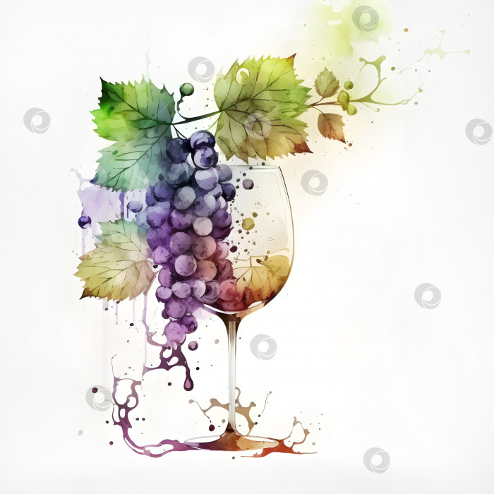 Скачать Минималистичная эмблема с бокалом для вина и виноградной веткой фотосток Ozero