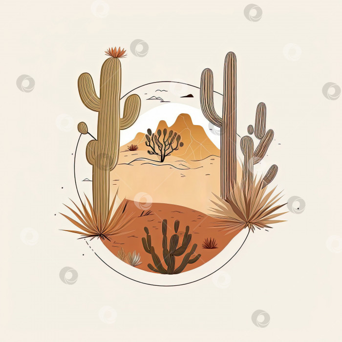 Скачать Минималистичная иллюстрация эмблемы песчаных дюн пустыни фотосток Ozero