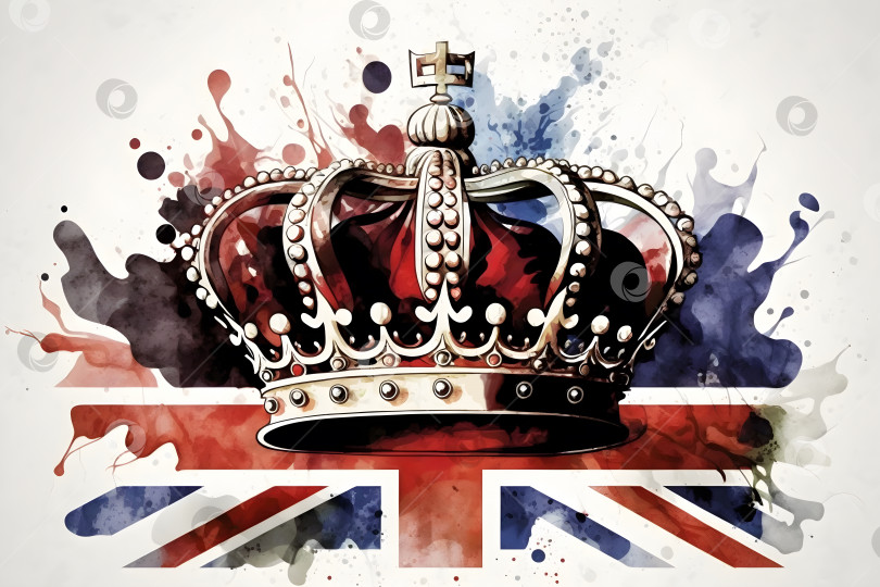 Скачать Королевская корона Великобритании на фоне флага Великобритании фотосток Ozero