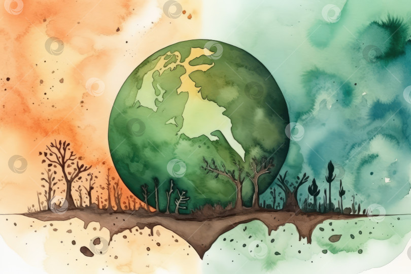 Скачать Минималистичная эмблема Дня Земли для защиты природы фотосток Ozero
