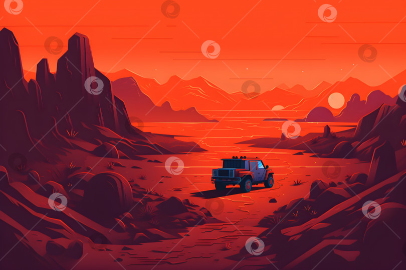 Скачать Марсоход исследует каменистую поверхность Красной планеты фотосток Ozero
