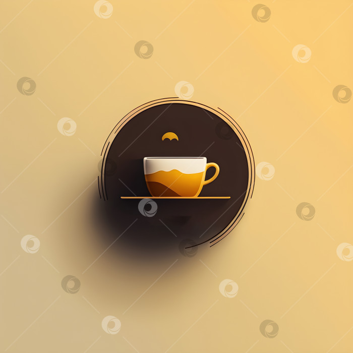Скачать Чашка горячего кофе с минималистичной квадратной иллюстрацией фотосток Ozero