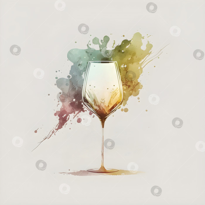 Скачать Акварельная минималистичная эмблема бокала для вина фотосток Ozero