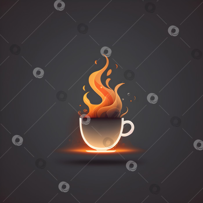 Скачать Чашка горячего кофе с минималистичной квадратной иллюстрацией фотосток Ozero