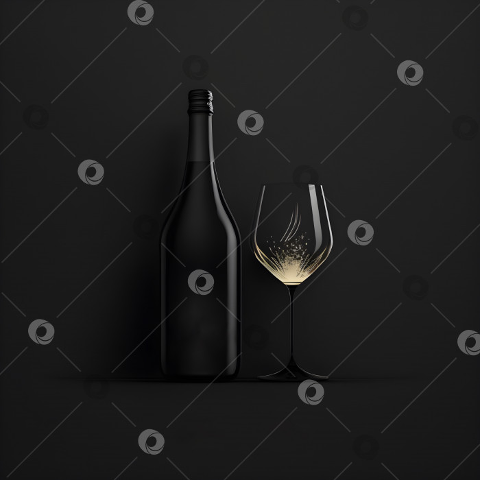 Скачать Минималистичная эмблема бокала для вина и бутылки фотосток Ozero